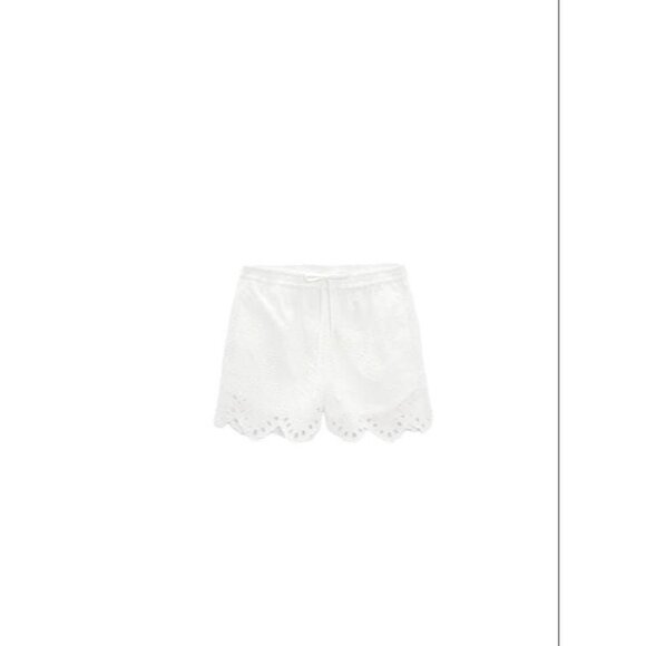 Zara Pants - ZARA SHORTS WITH CUTWORK EMBROIDERY WHITE SIZE S | 7575/019
